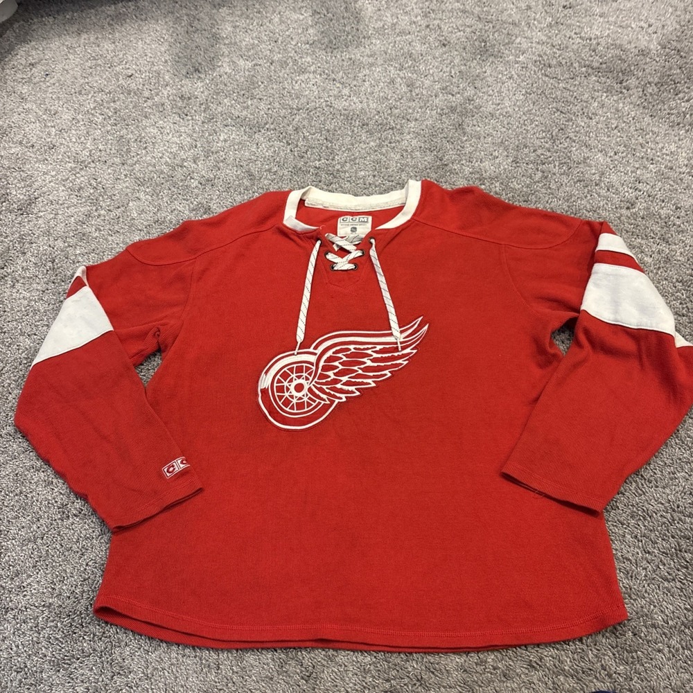 Detroit Red Wings Hockey Jersey Shirt Shersey NHL String Shirt CCM Size Large